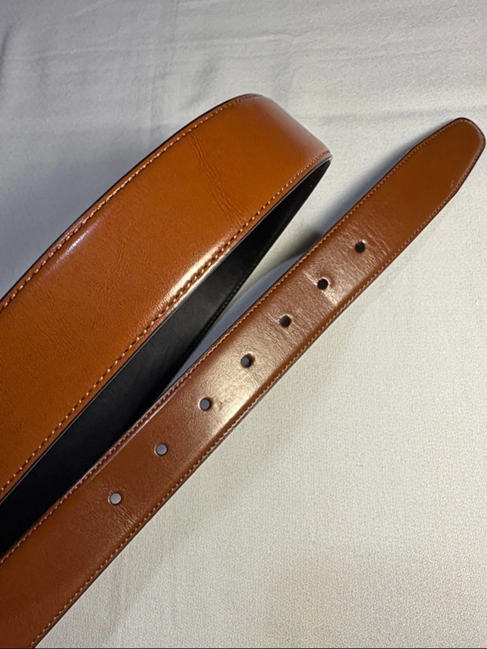 Original Penguin Men's Leather Belt in Reversible Cognac or Black